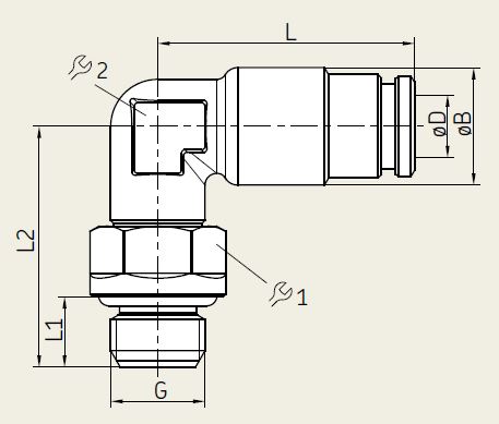 Schwenkverschraubung mit zyl. Einschraubgewinde, steckbar