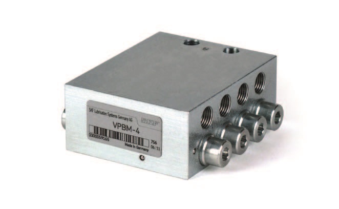 Progressivverteiler VPBM-4 mit 8 Schmieranschlüssen